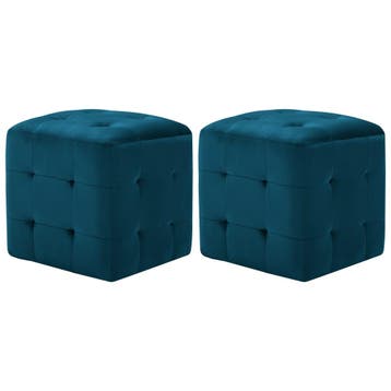 vidaXL Poef 2 st 30x30x30 cm fluweel blauw, Huis en Inrichting, Verzenden, Nieuw