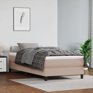 vidaXL Boxspring bed kunstleer cappuccinokleurig 90x200 cm, Verzenden