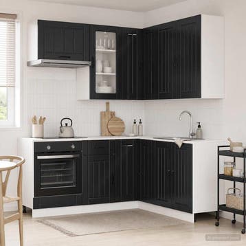 vidaXL Keukenblok LUCCA 8 st Zwart Bewerkt hout, Verzenden, Nieuw