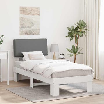 vidaXL Bedframe met Gevoerde Hoofdbord Lichtgrijs 90 x 200, Huis en Inrichting, Verzenden, Nieuw