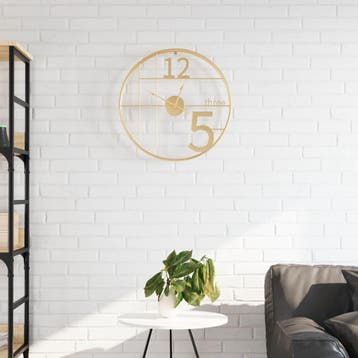 vidaXL Wandklok Ø50 cm ijzer goudkleurig, Verzenden
