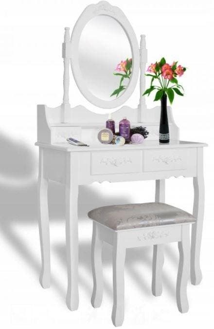 Kaptafel Vintage Spiegel Kruk | Shabby Chic Wit | Nieuw, Maison & Meubles, Bureaux, Enlèvement ou Envoi