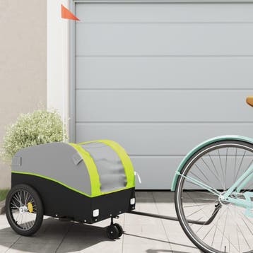 vidaXL Fietstrailer 30 kg ijzer zwart en groen, Verzenden, Nieuw