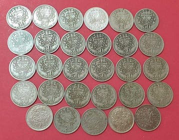 Portugal. Republic. Coleção Completa de moedas 50 centavos