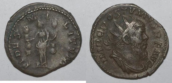 260 269 260 269 Postumus Antoninianus R/ Fides Militum, Postzegels en Munten, Munten en Bankbiljetten | Verzamelingen, Verzenden