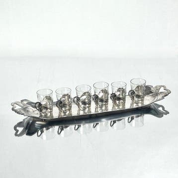 Gallia - Drankservies (7) - Tray and glasses in holders Art