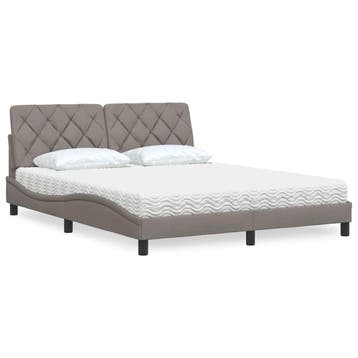 vidaXL Bed met matras stof taupe 160x200 cm, Verzenden, Nieuw