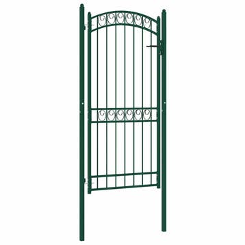 vidaXL Poort met gebogen bovenkant 102x136 cm staal groen, Tuin en Terras, Verzenden, Nieuw