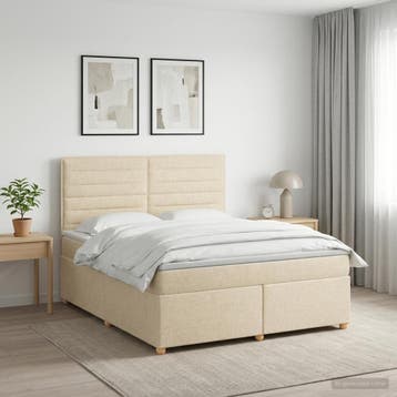 vidaXL Boxspringbed met matras Crèmekleurig 140 x 200 cm, Verzenden
