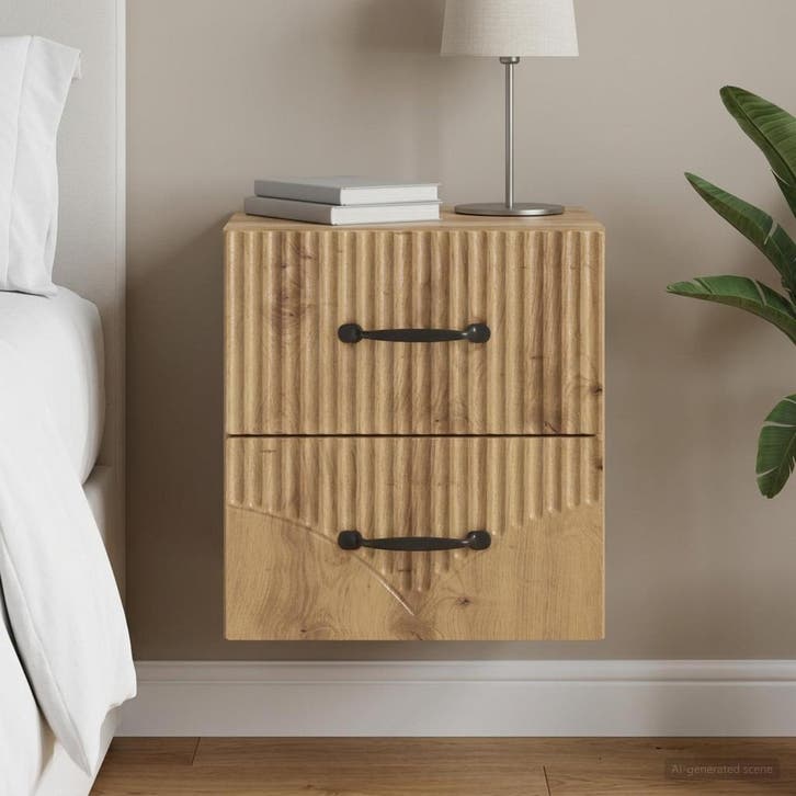 vidaXL Muurbevestigde Nachttafel Artisanaal eiken 34,5 x 33, Huis en Inrichting, Slaapkamer | Nachtkastjes, Nieuw, Verzenden