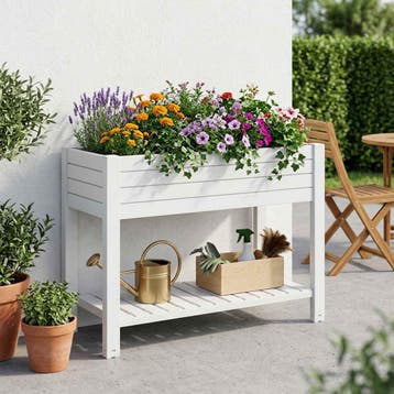 vidaXL Plantenbak verhoogd 110x45x79 cm polypropeen wit, Tuin en Terras, Verzenden, Nieuw