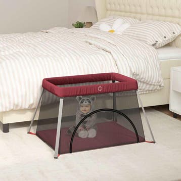 vidaXL Babybox met matras linnen rood, Kinderen en Baby's, Verzenden, Nieuw