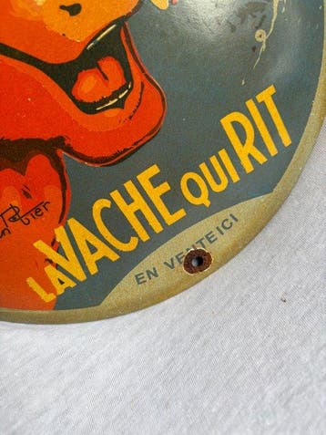 La Vache Qui Rit – rond emaille reclamebord – iconische