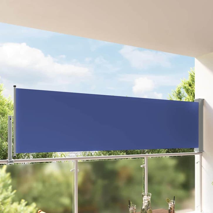 vidaXL Tuinscherm uittrekbaar 100x300 cm blauw, Tuin en Terras, Parasols, Nieuw, Verzenden