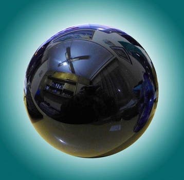 obsidiaanbol, Mexicaans gepolijst. - Hoogte: 80 mm -