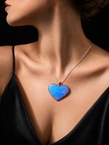 Collier en labradorite en forme de cœur - argent sterling