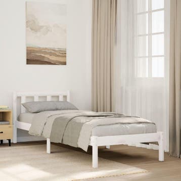 vidaXL Bedframe extra lang zonder matras grenenhout wit, Huis en Inrichting, Verzenden, Nieuw