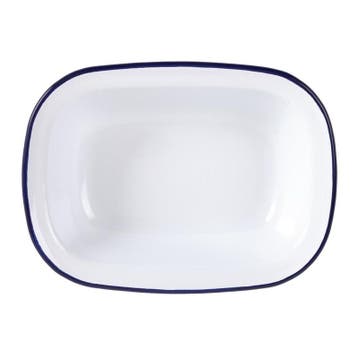 Serveerschalen | Geëmailleerd Staal | Wit/Blauw | 6 Stuks |, Verzenden