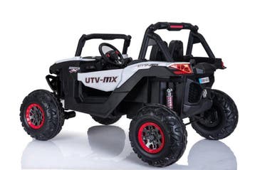 Kinderauto, BEACH BUGGY wit, Mp4 TV scherm, leder, eva, 4WD,, Kinderen en Baby's, Ophalen of Verzenden, Nieuw