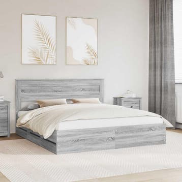 vidaXL Bedframe met lade Grijs Sonoma 180 x 200 cm, Huis en Inrichting, Slaapkamer | Bedden, Verzenden, Nieuw