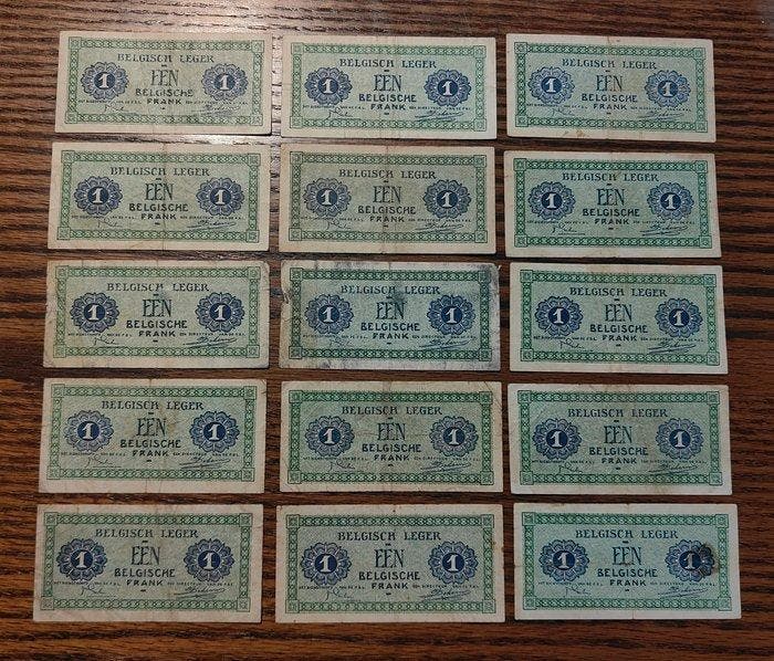 België. - 15 x 1 Franc - 1946 - Armee België - Pick M1, Postzegels en Munten, Bankbiljetten | Europa | Niet-Eurobiljetten