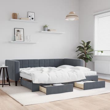 vidaXL Slaapbank onderschuifbed en lades 90x190 cm fluweel, Verzenden