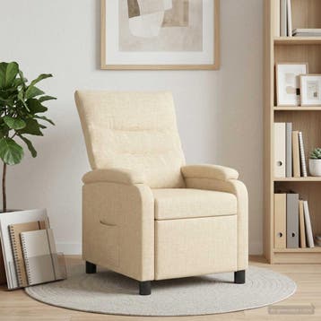 vidaXL Recliner Crèmekleurig Stof, Huis en Inrichting, Fauteuils, Verzenden, Nieuw