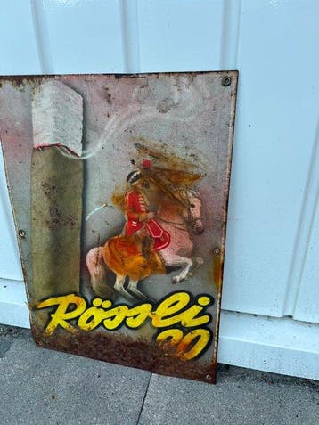 Rössli 20 – metalen reclamebord met ruiter te paard -