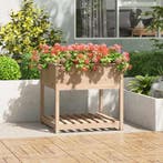 vidaXL Plantenbak met schap 82,5x82,5x81 cm massief, Verzenden, Nieuw