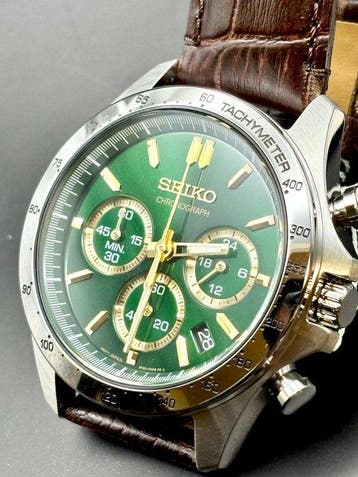 Seiko - Chronograph Green Dial 100m Date Tachymeter - Zonder