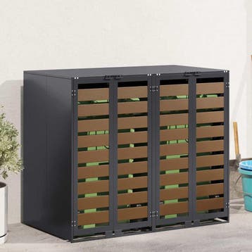vidaXL Wheelie Bin opslag voor 3 bakken Staal Antraciet, Verzenden