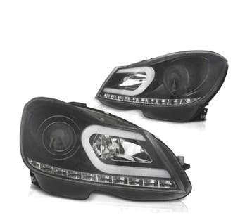 PHARES POUR MERCEDES W204 11-14 TUBE LIGHT + LED FOND NOIR, Verzenden