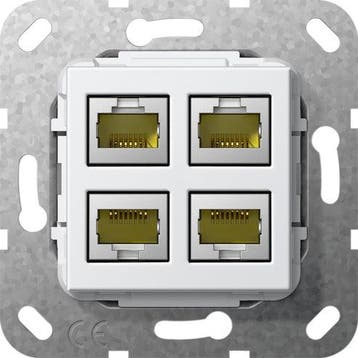 Gira 4-Poorts Cat 6A RJ45 Modulaire Jack 10GB Basis Eenheid, Verzenden