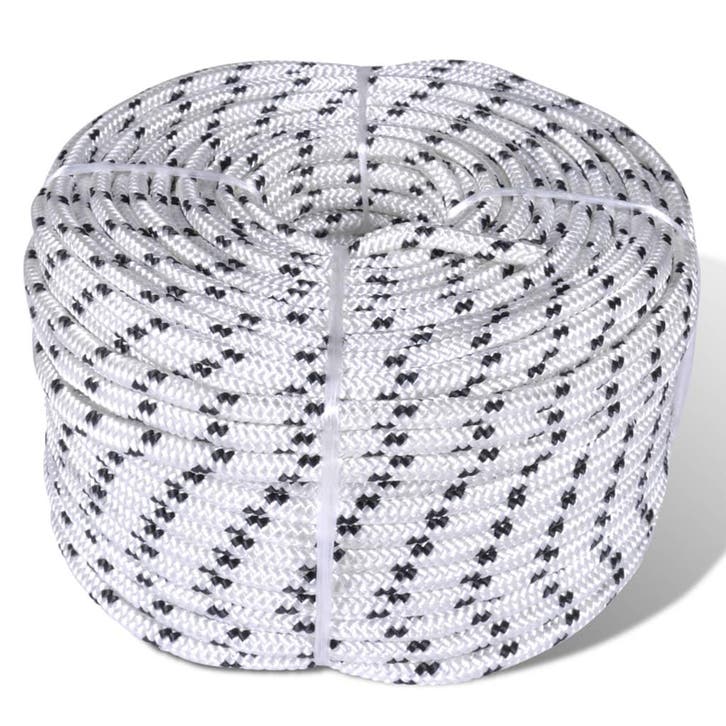 vidaXL Boottouw gevlochten 10 mm 250 m polyester wit, Doe-het-zelf en Bouw, IJzerwaren en Bevestigingsmiddelen, Nieuw, Verzenden