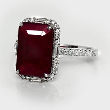 Zonder minimumprijs - Ring - 14 karaat Witgoud, HRD 5,01 ct, Nieuw