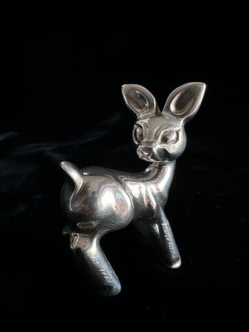 Beeldje - Vintage Fawn Sculpture - Verzilverd