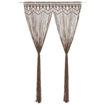 Rideau macrame 140x240cm taupe - Retour client a -44%, Verzenden