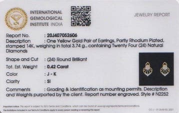 Boucles doreilles cloutées - 14 carats Or jaune - 0.42ct.