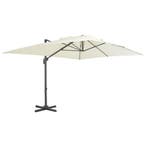 vidaXL Zwevende parasol met aluminium paal 400x300 cm zand, Tuin en Terras, Parasols, Verzenden, Nieuw