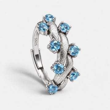 Zonder minimumprijs - Ring Zilver Topaas, Handtassen en Accessoires, Nieuw
