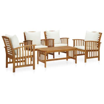 vidaXL 5-delige Loungeset met kussens massief acaciahout, Verzenden, Nieuw, Loungeset