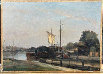Gabriel Prieur (1806-1879) - Péniche au Canal de l’Ourcq