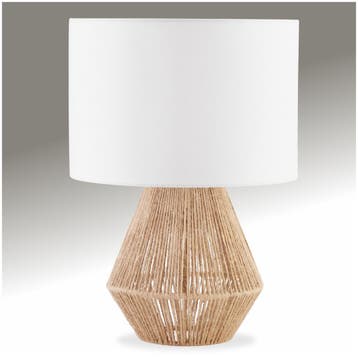 Tafellamp Lignea Lux van jute in boho-stijl, 60W - natuur, Huis en Inrichting, Lampen | Tafellampen, Verzenden, Nieuw