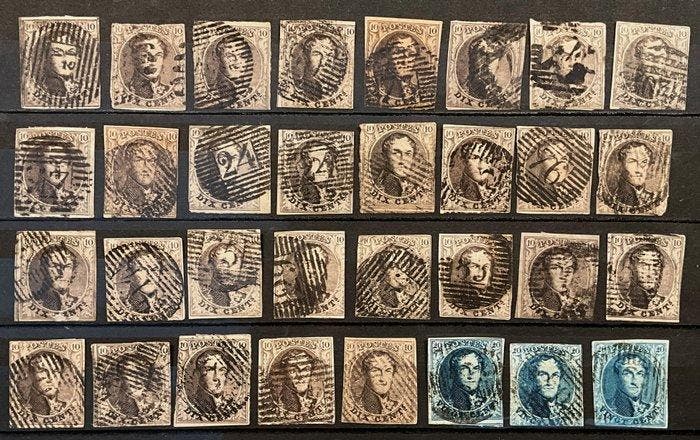 België 1851 - Leopold 1 : Medaillon met watermerk - 10c, Timbres & Monnaies, Timbres | Europe | Belgique