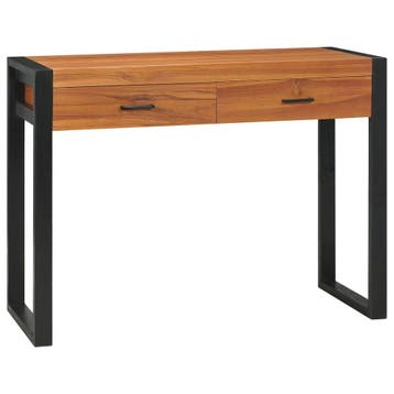 vidaXL Bureau met 2 lades 100x40x75 cm teakhout, Huis en Inrichting, Bureaus, Verzenden, Nieuw