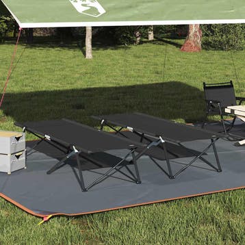 vidaXL Opvouwbaar Campingbed 2 pcs Zwart 206 x 76 x 74 cm, Verzenden, Nieuw