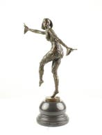 Beeld, Naar Demetre Chiparus: Danseres - 38 cm - Brons,, Antiek en Kunst