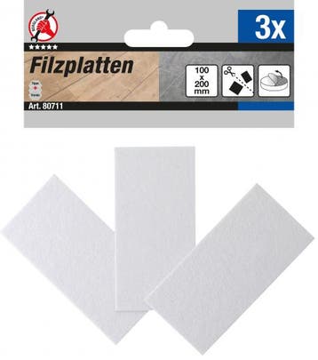 Viltglijder platen wit 100 x 200 mm 3-delig, Verzenden, Nieuw