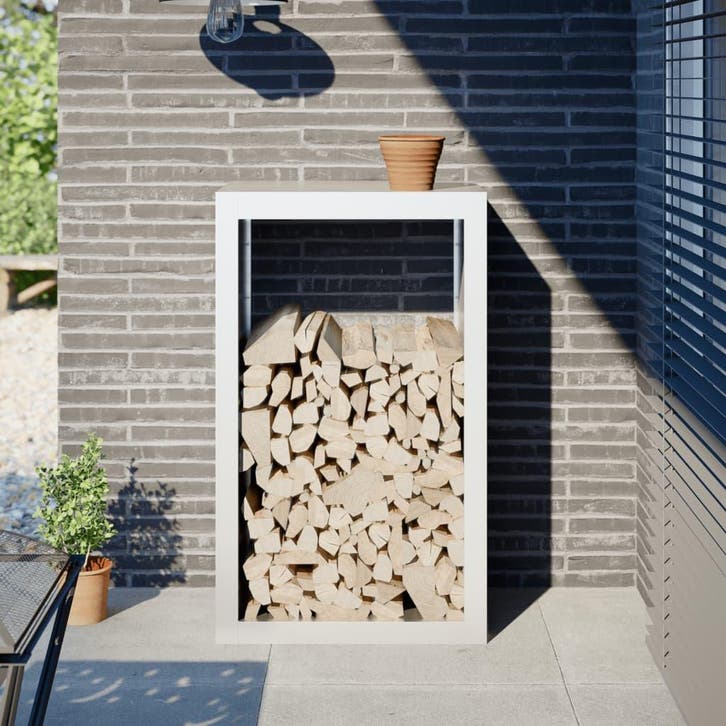 vidaXL Haardhoutrek 60x40x100 cm staal wit, Jardin & Terrasse, Bois de chauffage, Envoi