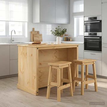 vidaXL Keuken eiland set 3 st Honingwas 112 x 77 x 91,5 cm, Huis en Inrichting, Verzenden, Nieuw